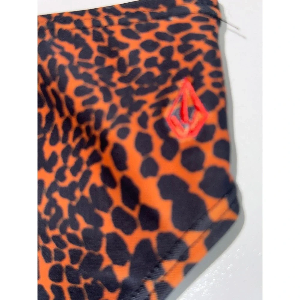 Volcom Girls Animal Print Bikini Set Orange Black High Neck XL 14/16